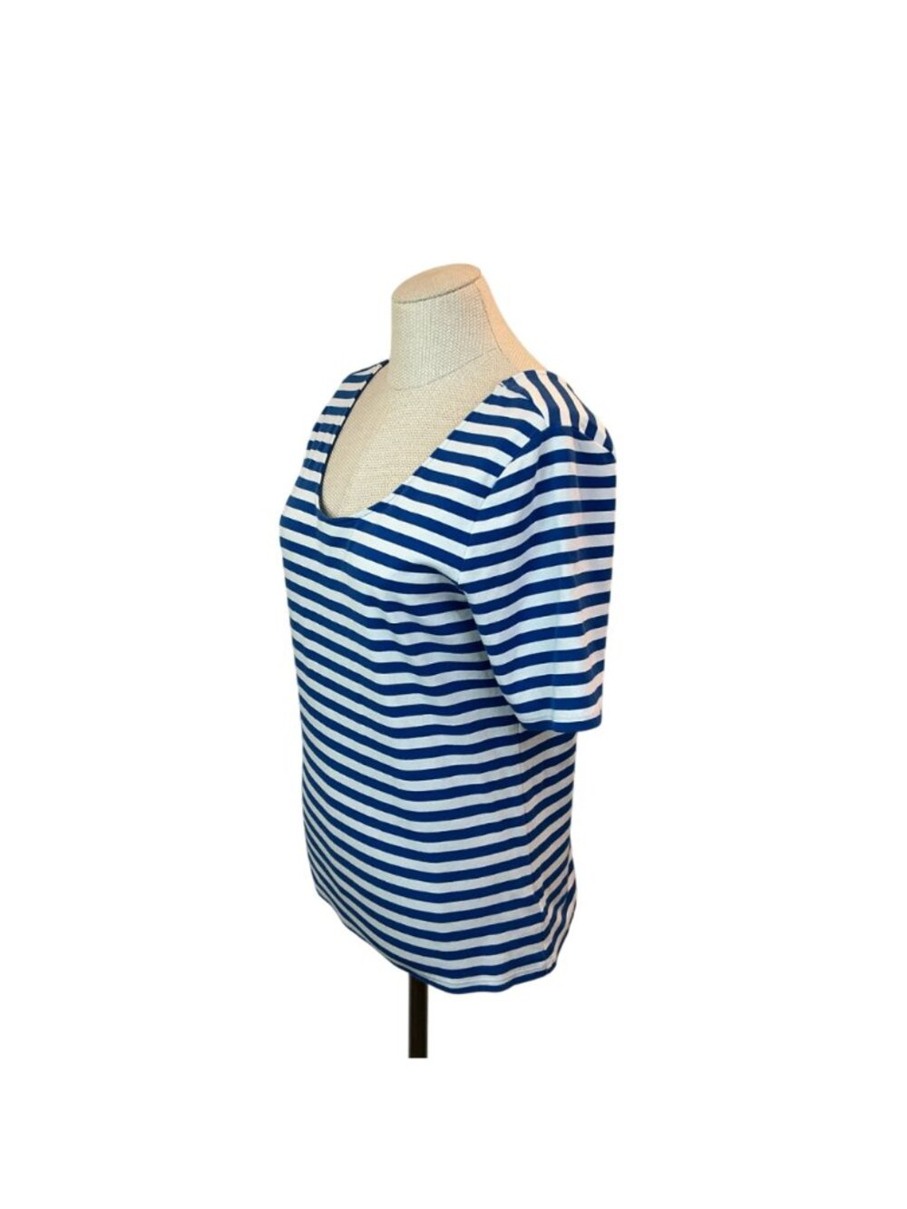 Lauren Ralph Lauren Scoop Neck Striped Short Sleeve Top Womens XL Blue White - Picture 5 of 10